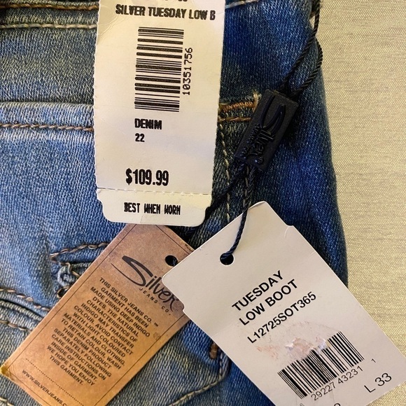 NWT Silver Jeans Co. Tuesday Low  Rise Bootcut Jeans Med Wash Ladies W22/L33 - Picture 7 of 15